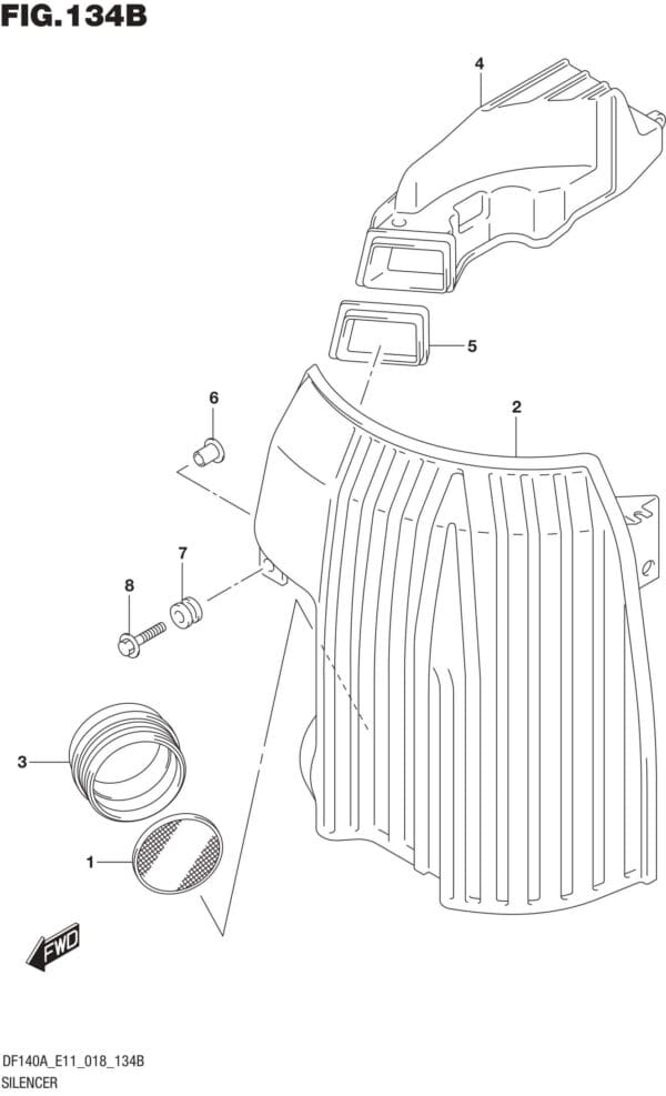 DF100AT,115AT,AZ,AST,140AT,AZ-810001 Silencer (DF115AT)(DF115AZ)(DF140AT)(DF140AZ)(DF115AST)