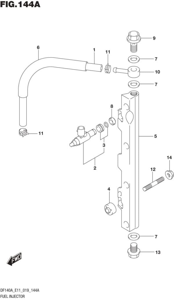 DF100AT,115AT,AZ,AST,140AT,AZ-910001 Fuel Injector (E11)(E03)