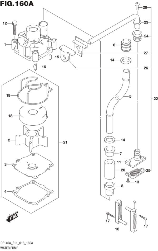 DF100AT,115AT,AZ,AST,140AT,AZ-810001 Water Pump (E11)(E03)