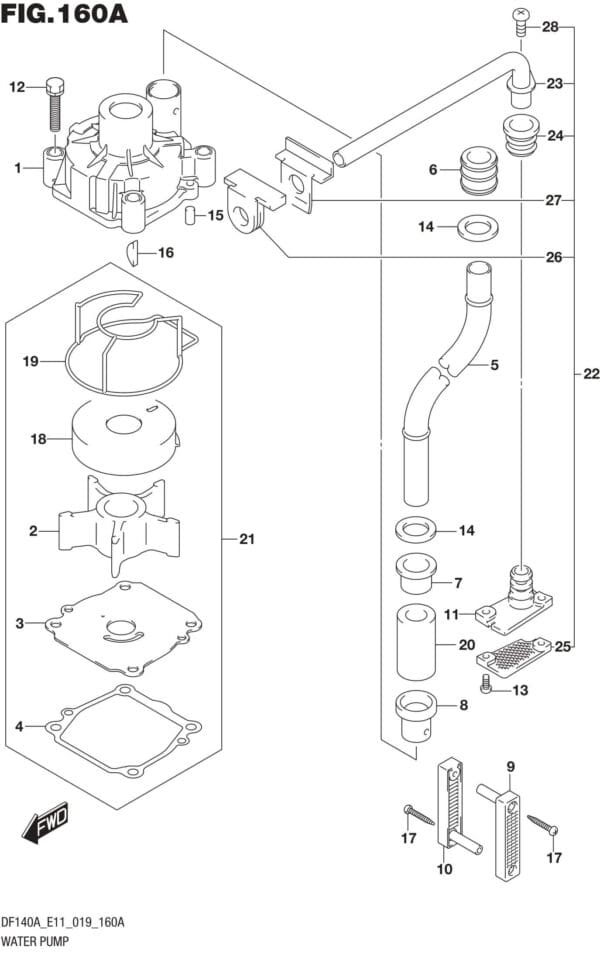 DF100AT,115AT,AZ,AST,140AT,AZ-910001 Water Pump (E11)(E03)