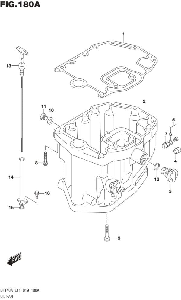 DF100AT,115AT,AZ,AST,140AT,AZ-910001 Oil Pan (DF100AT)(DF115AST)