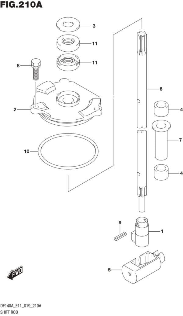 DF100AT,115AT,AZ,AST,140AT,AZ-910001 Shift Rod (DF100AT)(DF115AT)(DF140AT)(DF115AST)