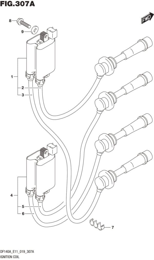 DF100AT,115AT,AZ,AST,140AT,AZ-910001 Ignition Coil