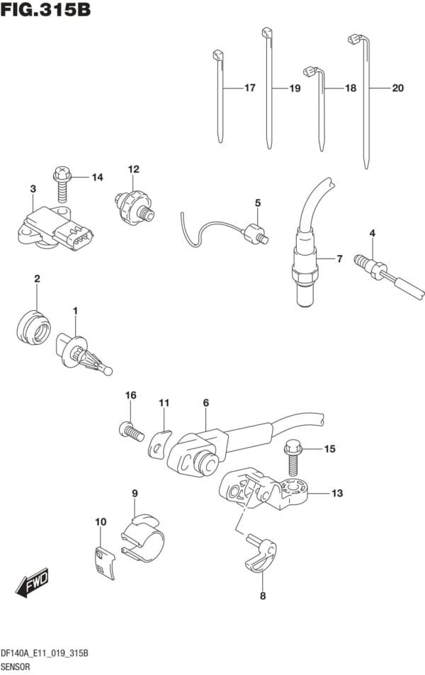 DF100AT,115AT,AZ,AST,140AT,AZ-910001 Sensor (DF115AT)(DF115AZ)(DF140AT)(DF140AZ)(DF115AST)