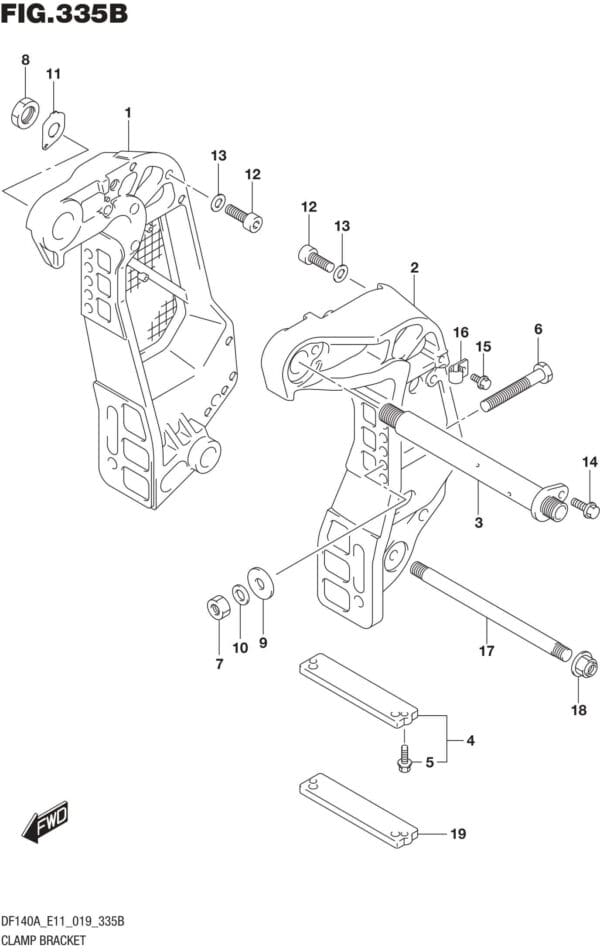 DF100AT,115AT,AZ,AST,140AT,AZ-910001 Clamp Bracket (DF115AT E11)(DF115AZ E11)