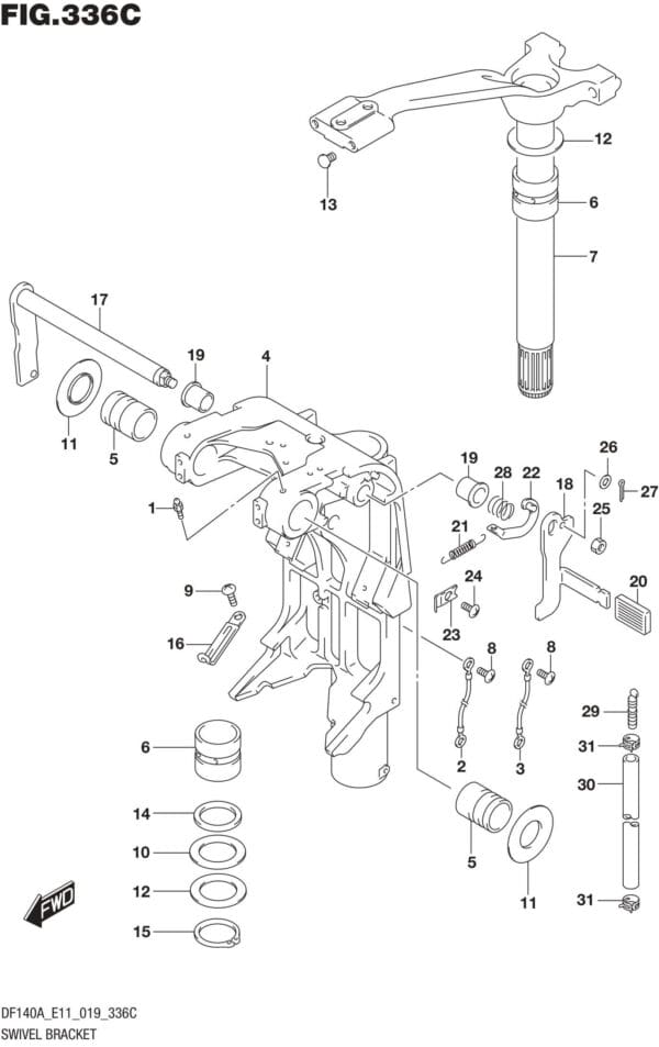 DF100AT,115AT,AZ,AST,140AT,AZ-910001 Swivel Bracket (DF140AT)(DF140AZ)