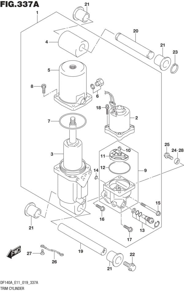 DF100AT,115AT,AZ,AST,140AT,AZ-910001 Trim Cylinder (DF100AT)(DF115AT E11)(DF115AZ E11)