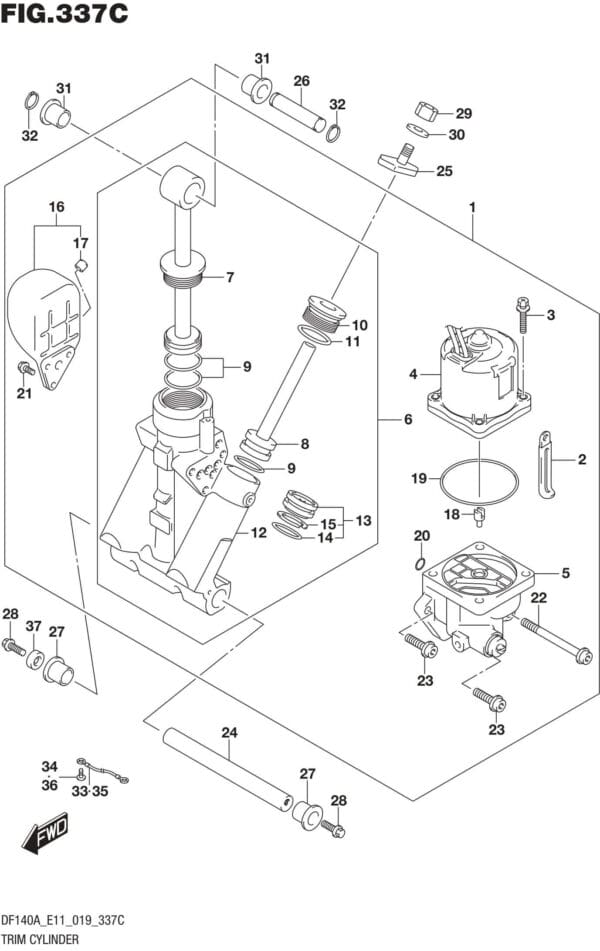 DF100AT,115AT,AZ,AST,140AT,AZ-910001 Trim Cylinder (DF140AT E11)(DF140AZ E11)(DF115AST)