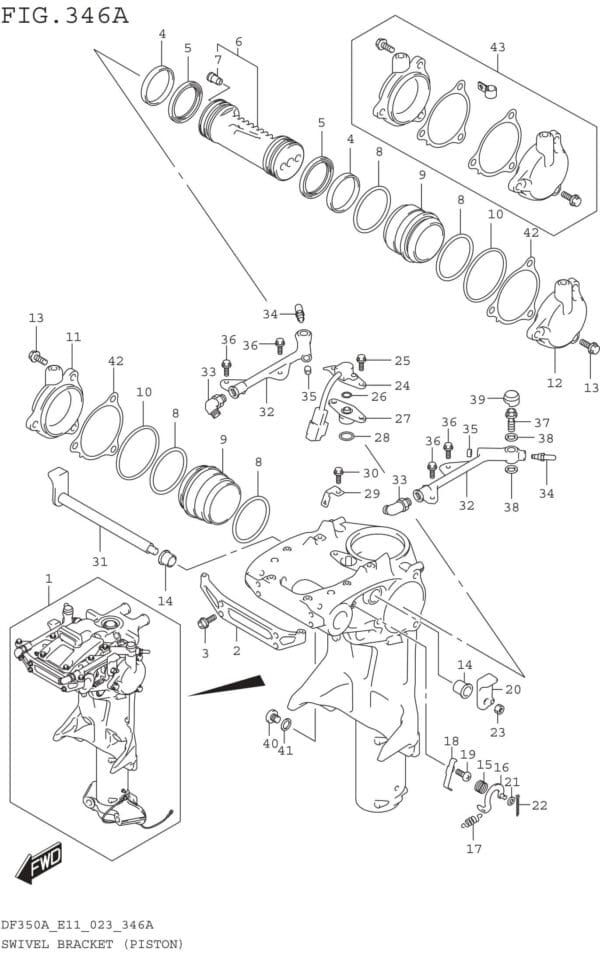 Swivel Bracket (PISTON) (DF350AMD DF300BMD)