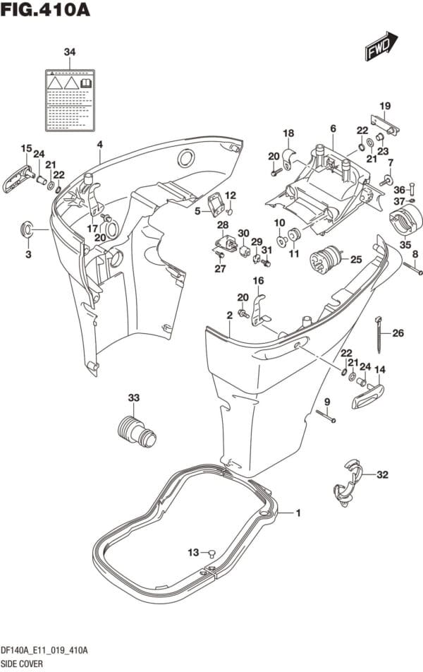 DF100AT,115AT,AZ,AST,140AT,AZ-910001 Side Cover (DF100AT)