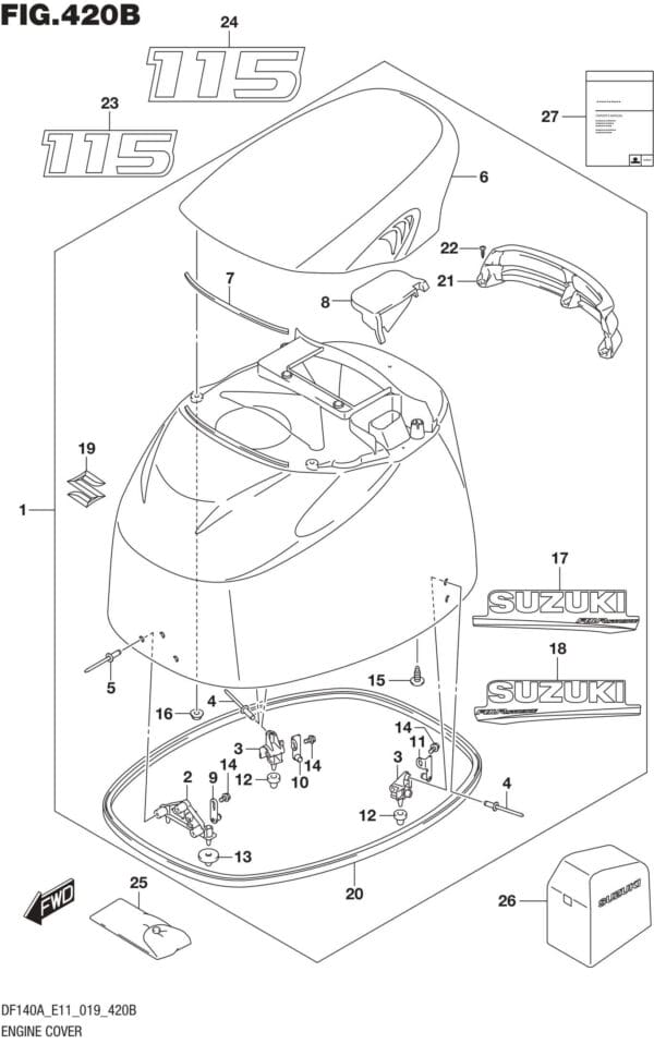 DF100AT,115AT,AZ,AST,140AT,AZ-910001 Engine Cover (DF115AT E11)(DF115AZ E11)