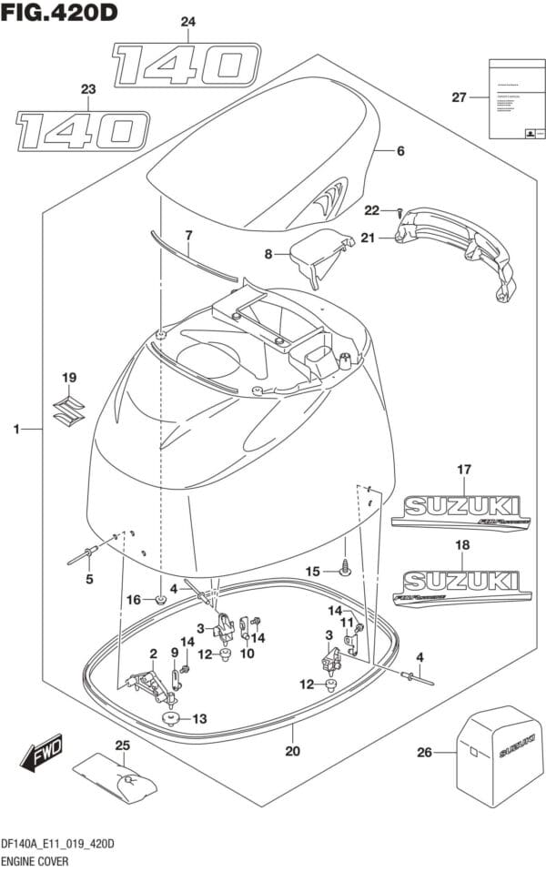 DF100AT,115AT,AZ,AST,140AT,AZ-910001 Engine Cover (DF140AT E11)(DF140AZ E11)