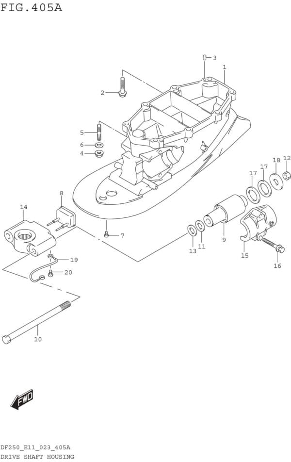 Drive Shaft Housing (DF200T:W/TRANSOM(L))