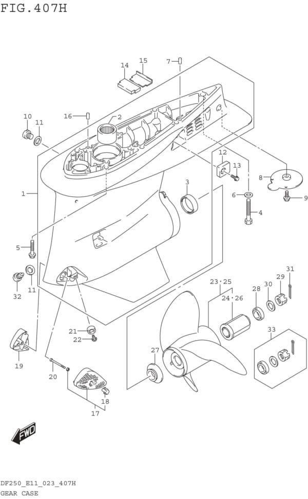 Gear Case (DF250ST:023)