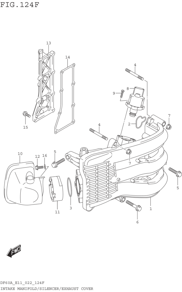 Intake Manifold/Silencer/Exhaust Cover (DF50A:022)