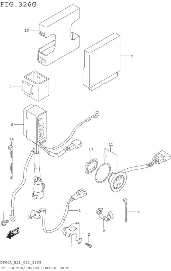 PTT Switch/Engine Control Unit (DF60A):022)