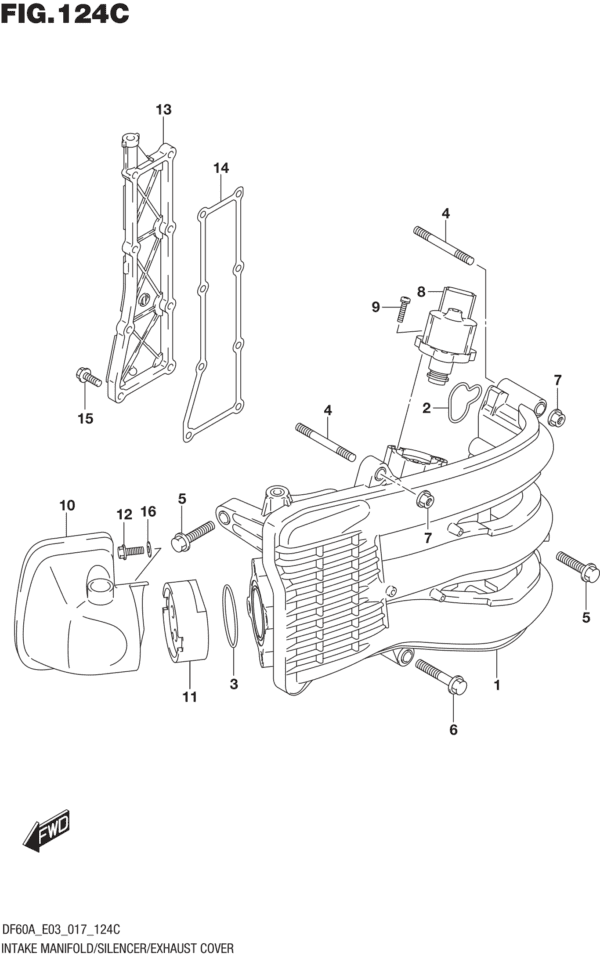 Intake Manifold/Silencer/Exhaust Cover (DF60A E03)