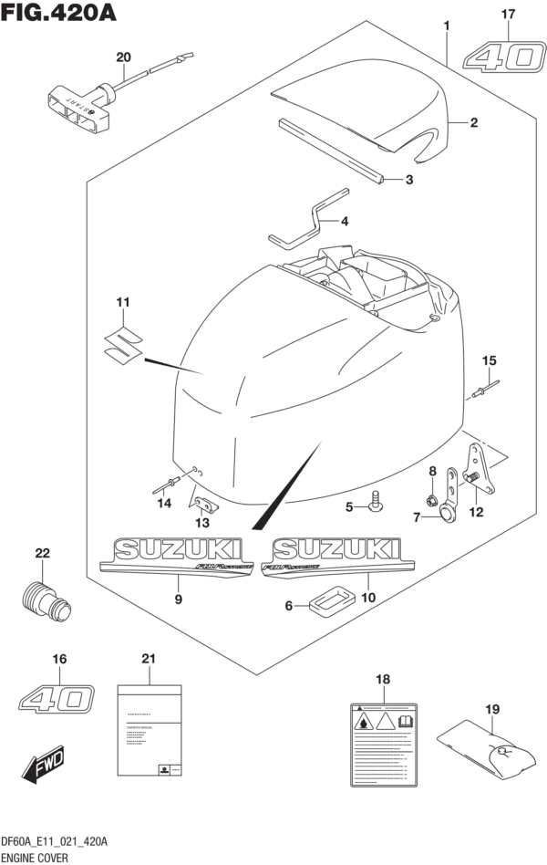 Engine Cover ((DF40A,DF40AQH,DF40ATH):E01:020)