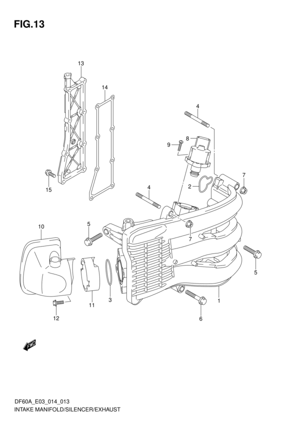 Intake Manifold/Silencer/Exhaust Cover (DF60A E03)