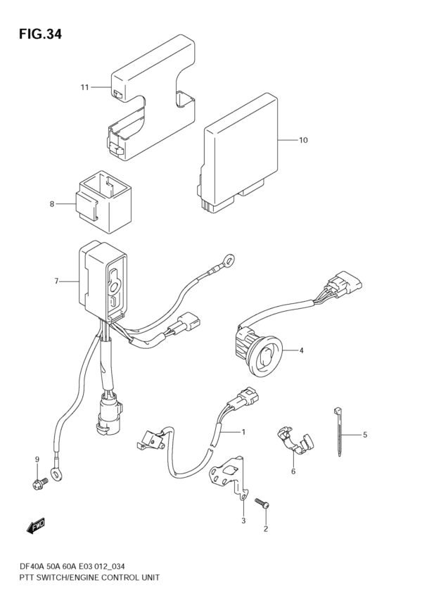 PTT Switch / Engine Control Unit (DF60A E3)