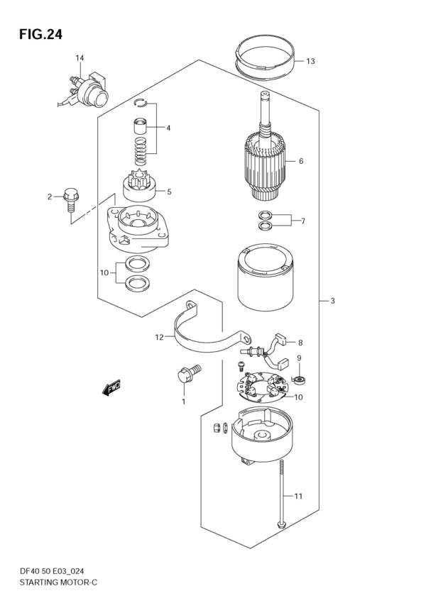 DF40/50 1999-2010 Starting Motor (MODEL:99,00)