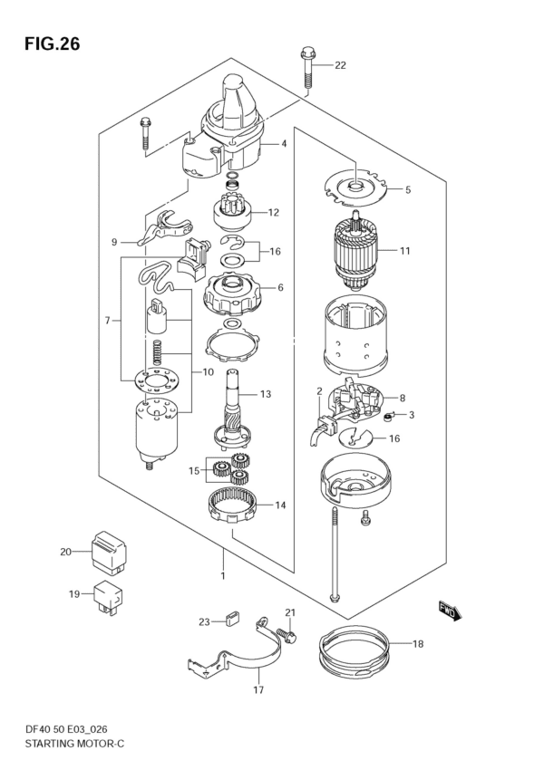 DF40/50 1999-2010 Starting Motor (MODEL:05~10)