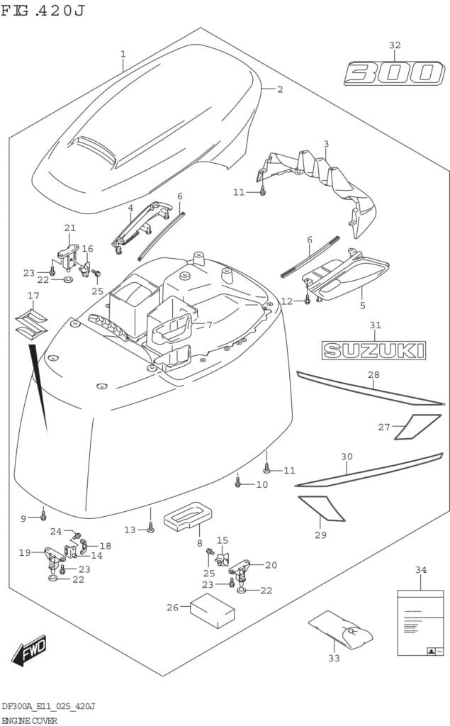 Engine Cover (DF300A:E11)(SEE NOTE 1)