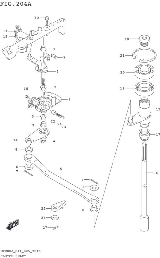 DF150AT,AZ,AS,175AT,AZ,200AT,AZ-540001~ CLUTCH SHAFT