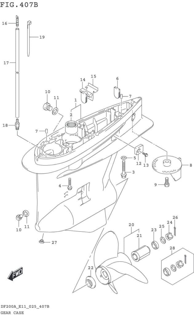DF150AT,AZ,AS,175AT,AZ,200AT,AZ-540001~ GEAR CASE (DF175AT DF150AT)