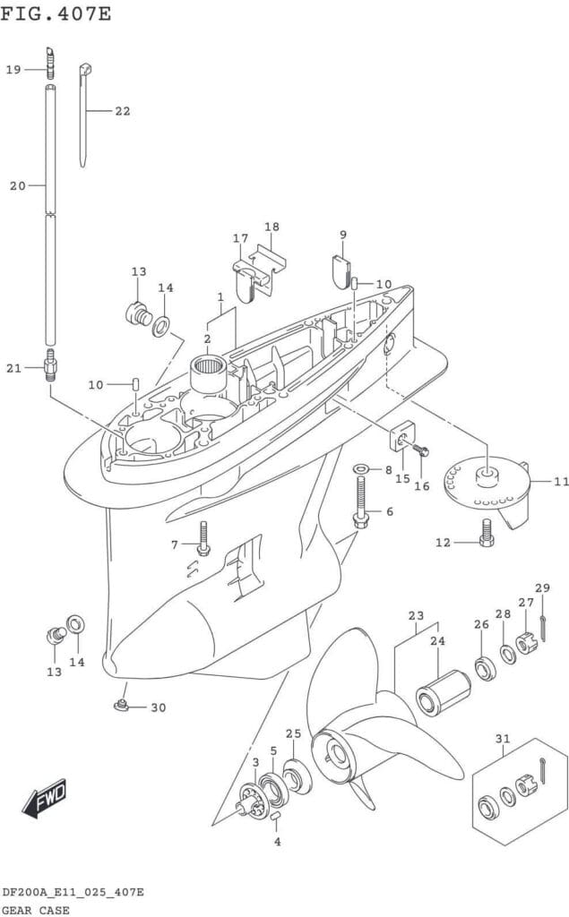 DF150AT,AZ,AS,175AT,AZ,200AT,AZ-540001~ GEAR CASE (DF175AZ DF150AZ)