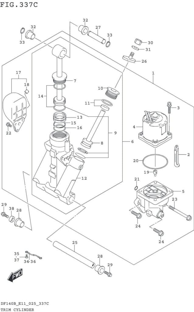 DF100C,115BT,BZ,BSS,140BT,BZ-540001~ TRIM CYLINDER (DF115BSS)
