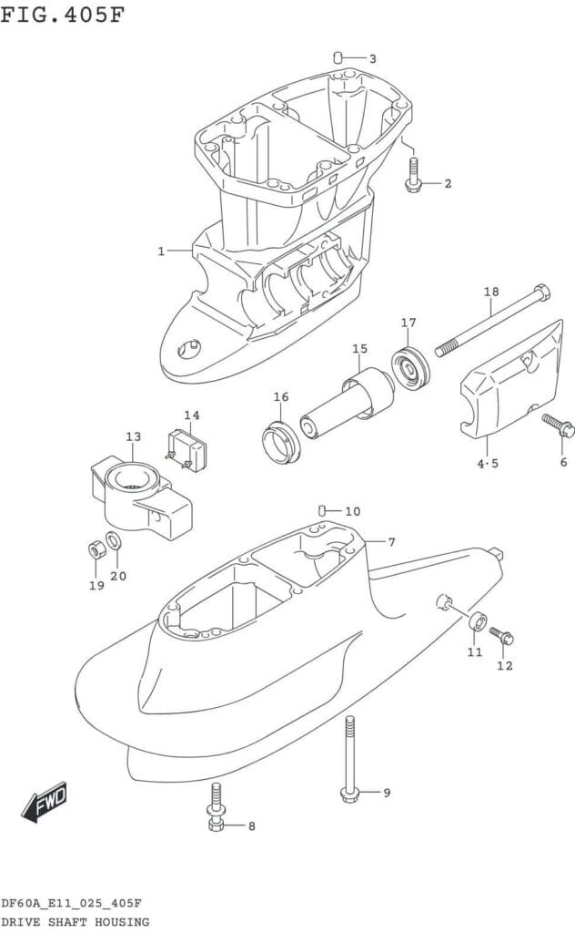 DF40AT,AQH,ATH,AST,50AT,ATH,AVT,60AT,AQH,ATH,AVT-540001~ DRIVE SHAFT HOUSING (DF40ASVT)