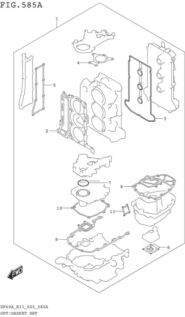 DF40AT,AQH,ATH,AST,50AT,ATH,AVT,60AT,AQH,ATH,AVT-540001~ OPT:GASKET SET (SEE NOTE)