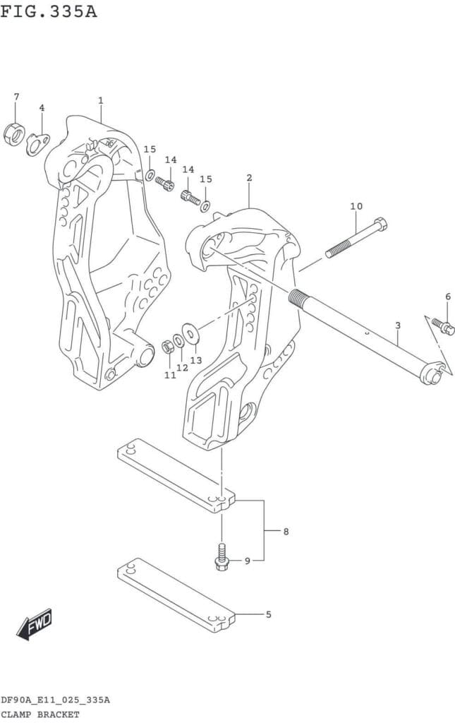 DF70AT,ATH,75AT,80AT,90AT,ATH,AWQH,100BT-540001~ CLAMP BRACKET (SEE NOTE)