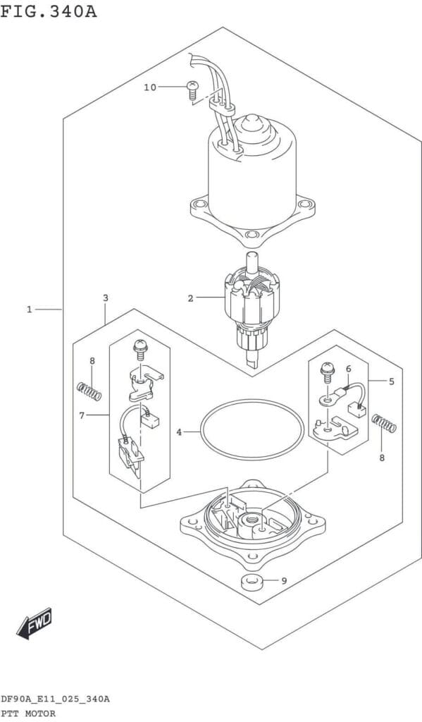 DF70AT,ATH,75AT,80AT,90AT,ATH,AWQH,100BT-540001~ PTT MOTOR (SEE NOTE)
