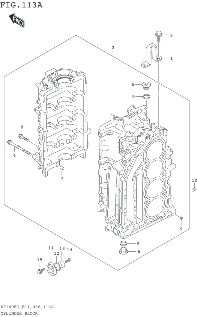 DF115BG,BZG,140BG,BZG-640001~ CYLINDER BLOCK