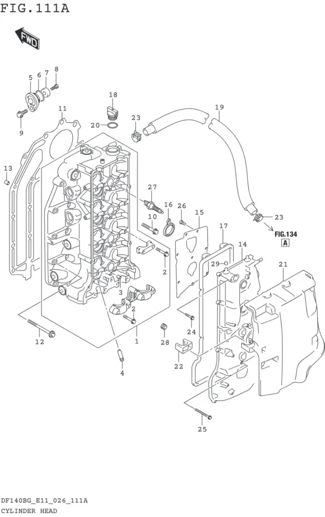 DF115BG,BZG,140BG,BZG-640001~ CYLINDER HEAD