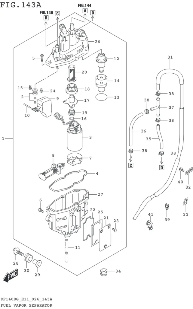 DF115BG,BZG,140BG,BZG-640001~ FUEL VAPOR SEPARATOR (E11)