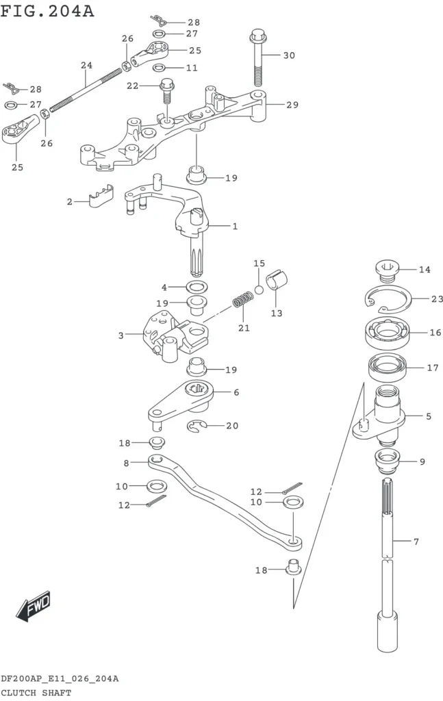 DF150AP,175AP,200AP-640001~ CLUTCH SHAFT