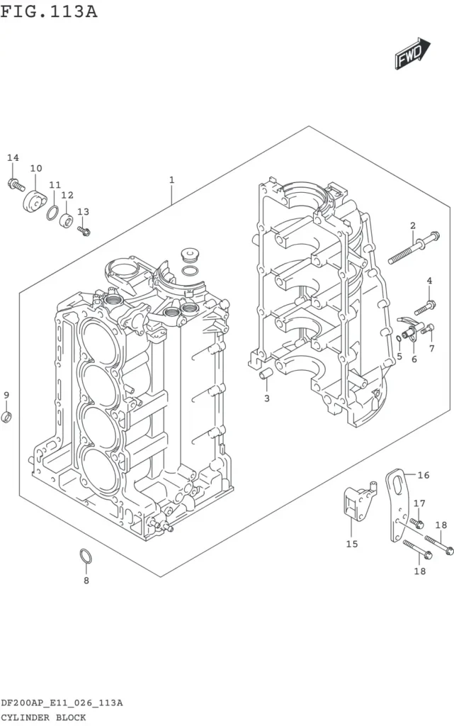 DF150AP,175AP,200AP-640001~ CYLINDER BLOCK