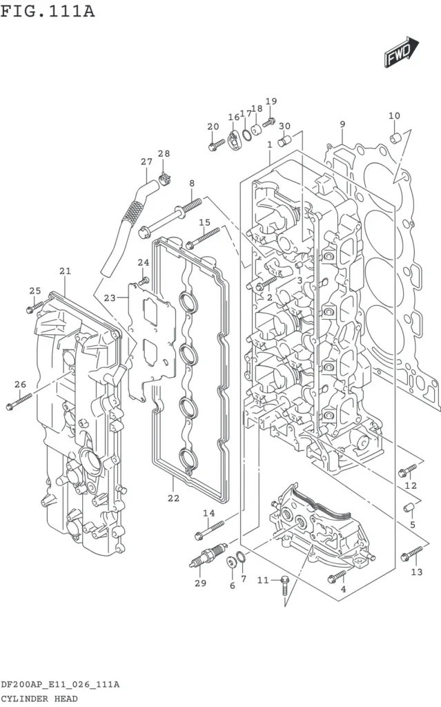 DF150AP,175AP,200AP-640001~ CYLINDER HEAD