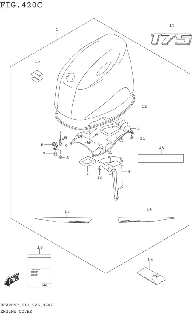 DF150AP,175AP,200AP-640001~ ENGINE COVER (DF175AP)
