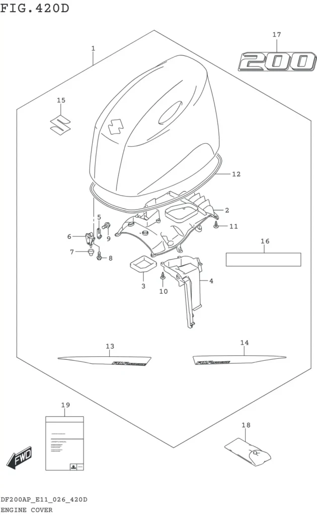 DF150AP,175AP,200AP-640001~ ENGINE COVER (DF200AP)(YAY,QTN)