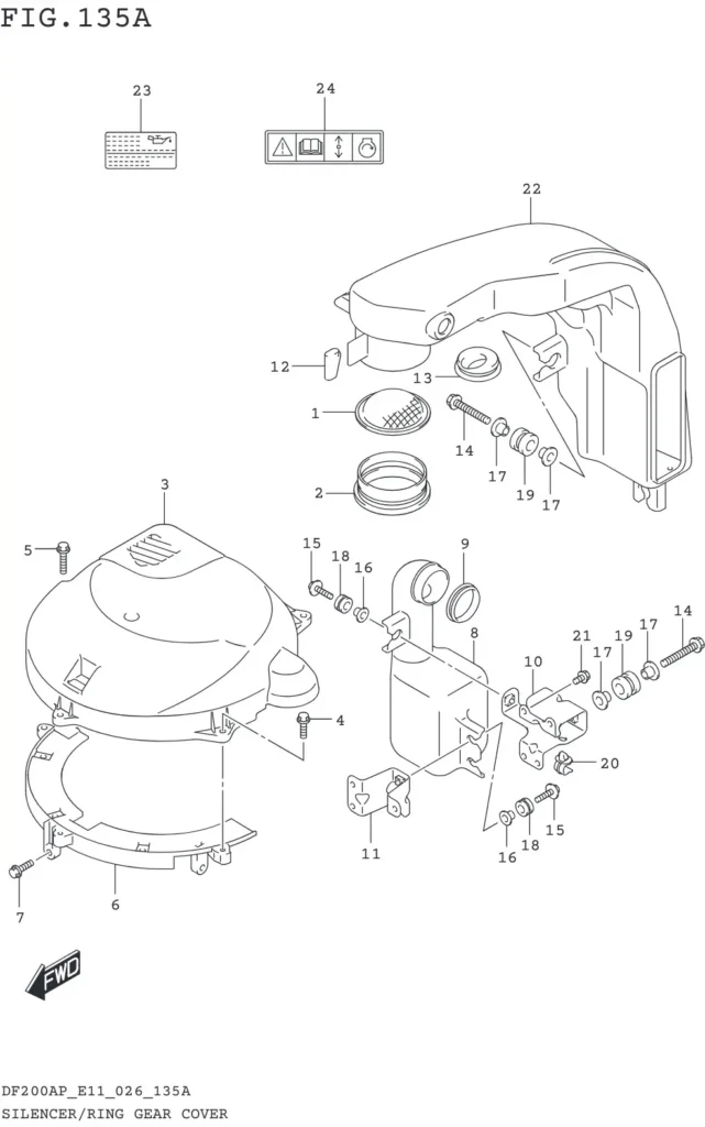 DF150AP,175AP,200AP-640001~ SILENCER/RING GEAR COVER