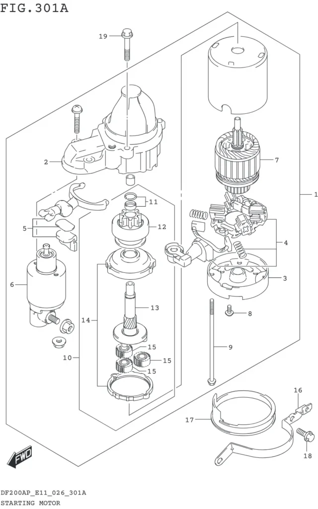 DF150AP,175AP,200AP-640001~ STARTING MOTOR