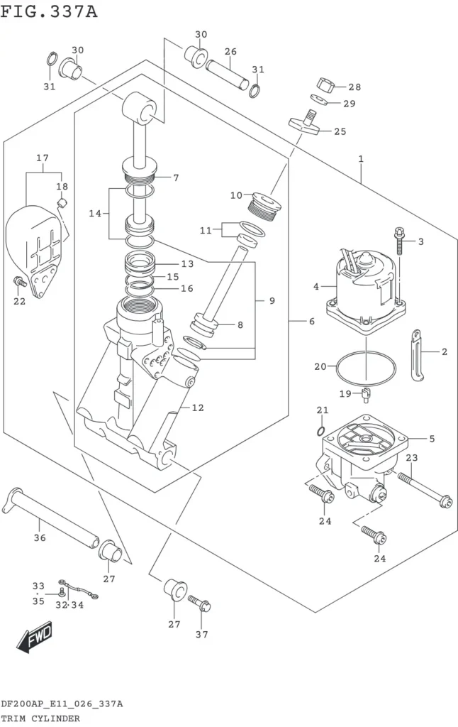 DF150AP,175AP,200AP-640001~ TRIM CYLINDER