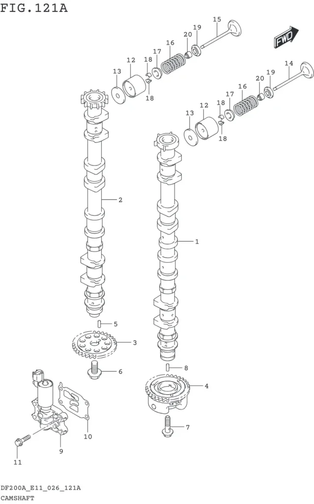 DF150AT,AZ,175AT,AZ,200AT,AZ-640001~ CAMSHAFT (DF200AT DF200AZ)