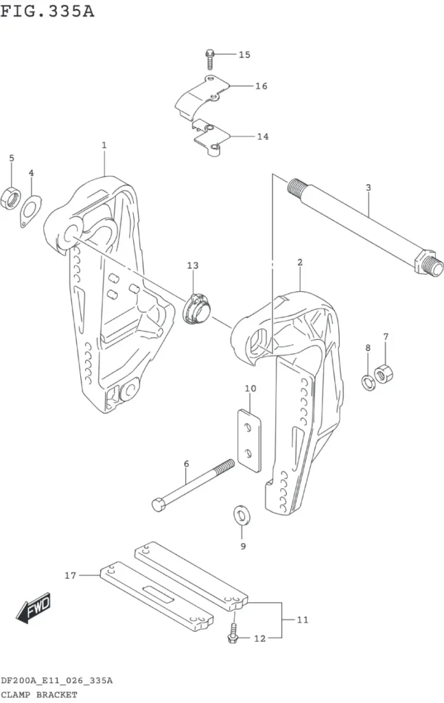 DF150AT,AZ,175AT,AZ,200AT,AZ-640001~ CLAMP BRACKET