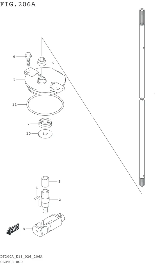 DF150AT,AZ,175AT,AZ,200AT,AZ-640001~ CLUTCH ROD