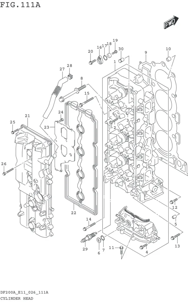 DF150AT,AZ,175AT,AZ,200AT,AZ-640001~ CYLINDER HEAD (DF200AT DF200AZ DF175AT DF175AZ)